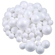 100 White Foam Balls - 5 Sizes - Polystyrene Craft Ball - 100 Count Pack of 1 