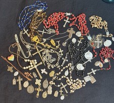 Vintage Rosary And Catholic Medal Lot Vintage Religious Charms And Crucifix Lot