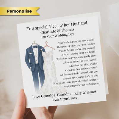 Personalisierte Hochzeitsgedichtkarte für Nichte und Ehemann Hochzeitstag Karte für Paar