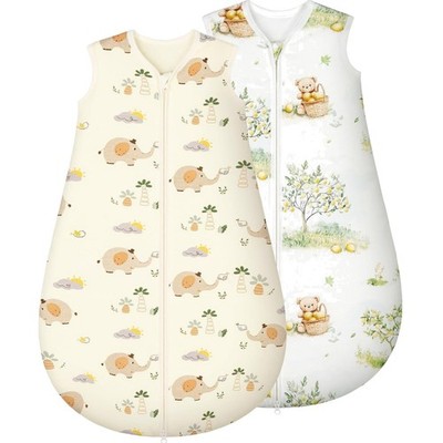 Baby Schlafsack Pack 2 1.5 Tog Baumwolle Neugeboren Sommer Frühjahr Herbst Wi...