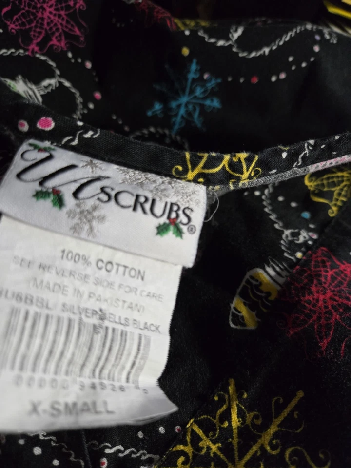 UA Scrubs Scrub Top size XS-CHRISTMAS "Silver Bells"-Chest 19.5"/L 24.5" - Image 4 of 4
