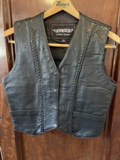 Unik Leather Apparel Motorcycle Vest Size SM W/Harley Patch