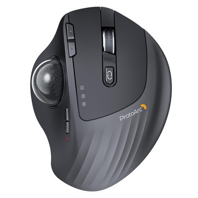 EM01 NL Wireless Trackball Mouse, Rechargeable Thumb Control, Gray