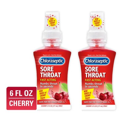 Chloraseptic Sore Throat Spray, Cherry Flavor, 6 Fl Oz pack of 2