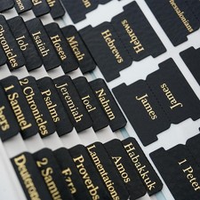 Black Leather Bible Tabs with Gold Foil | EasytoRead Bible Book Tabs