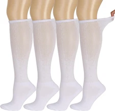 Diabetic Socks for Men & Women, No-Binding Knee High Socks 4 Pairs