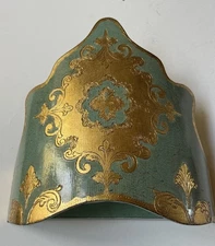 RARE Vintage Gold BLUE BED *CROWN Antique CANOPY Florentine Hollywood Regency