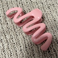 Pink Plastic Wave Hair Claw Clip for Women, Solid Hair Accessory