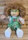 Cabbage Patch Kid Doll Reroot Brown Fuzzy HM #3 Green Eyes Custom Vintage Doll