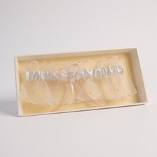 Vintage White Pink Flower Pearl Lace Wedding Bridal Garter- New In Box