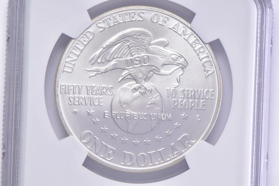 MS70 1991-D USO Commemorative Silver Dollar $1 NGC Brown Lbl *0560 - Image 4 of 4