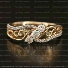 The Bride on a Budget 2Ct Round Cut Simulated Diamond Women 14k Gold Plated Ring
