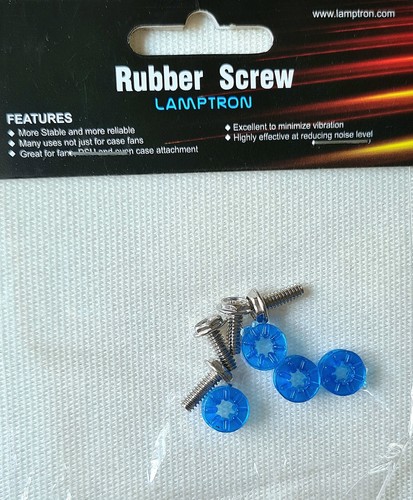Hard Drive Mounting Screws with Anti Vibration UV Blue Rubber Grommets 4 Pieces - Afbeelding 2 van 3