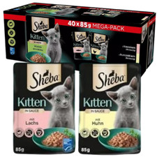 40x85 g SHEBA Nassfutter mit Lachs Huhn in Soße getreidefrei für Kätzchen