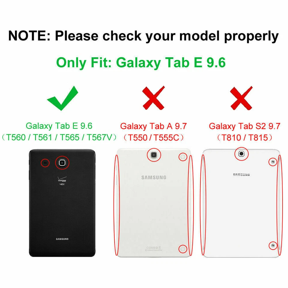Slim Case for Samsung Galaxy Tab E 9.6 SM-T560/ T561/ T565/ T567V Stand Cover  - Image 2 of 4