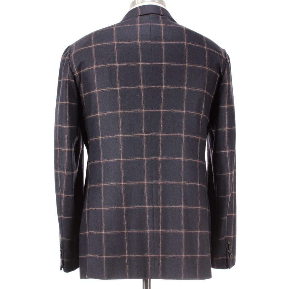 Abrigo deportivo Sartorio By Kiton nuevo sin etiquetas talla 50 40R EE. UU. en azul con lana a cuadros marrón Foto 4 de 4