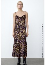 Zara Satin Effect Leopard Print Slip Dress. NWT. Size Small.