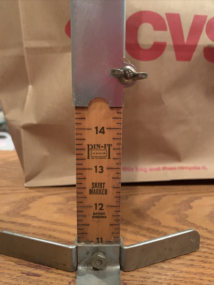 Vintage Skirt Dress Hemmer Wood Ruler Tailor Sewing Seamstress Tool Hem