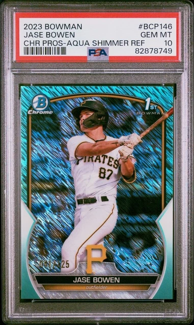 Jase Bowen 2023 Bowman Chrome 1st Aqua Shimmer Refractor #'d/125 PSA 10 Gem Mint