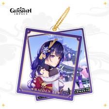 Genshin Impact Raiden Shogun Anime Fashion Transparent Card Keychain Pendant 5
