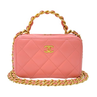 CHANEL #36 Top Handle Chain Vanity Random Part Number Pink Gold 