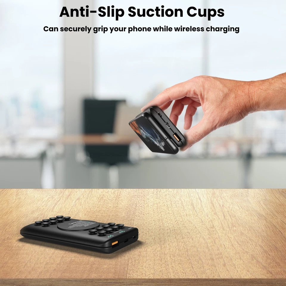 Зарядное устройство портативное беспроводное Techsmarter 12000 мАч 18 Вт USB-C PD банк питания - Изображение 2 из 4