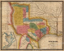 1830s Historic Map of Texas Land Grants - 16x20