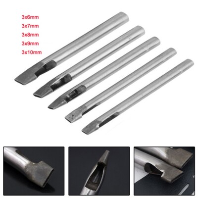 Silver Oval Shaped Hollow Punches Set 3mm Width for Soft Materials like Leather