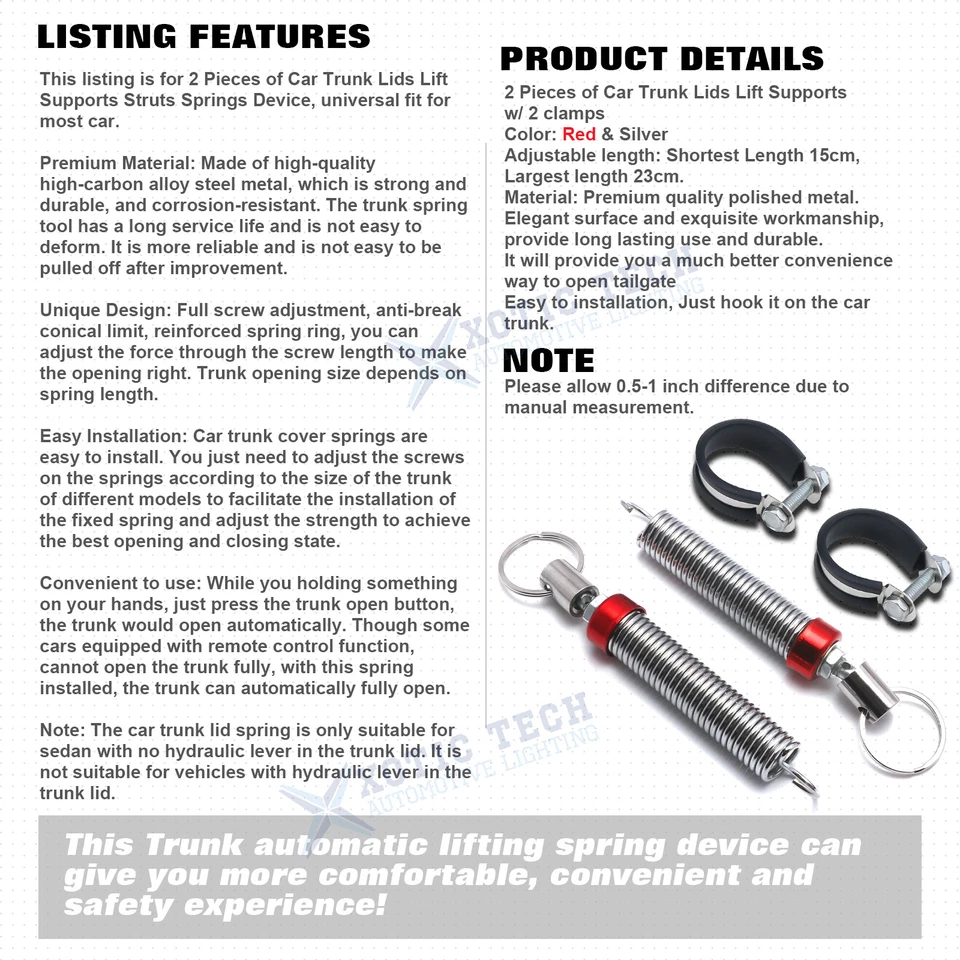 Bota de maletero de coche ajustable 2 piezas para tapa herramienta dispositivo de resorte de elevación automática Foto 2 de 4