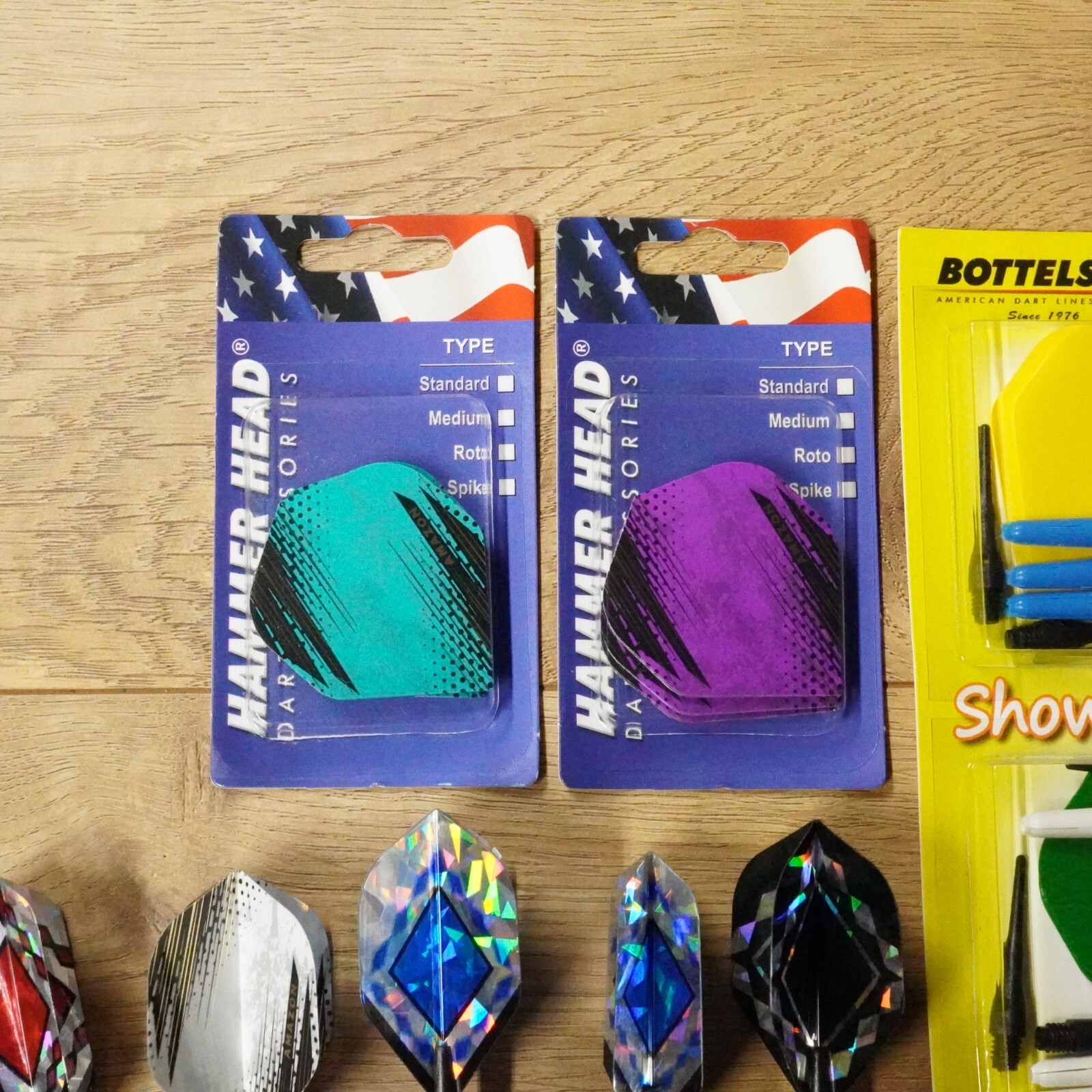 Bottelsen Dart Accessories Lot Tips Shafts Flights 5 Darts & More New