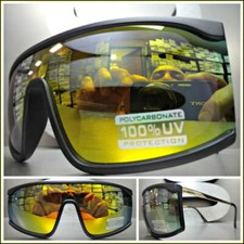 Classic Modern Retro Futuristic Party Raver Club SUN GLASSES Black  Gold Frame