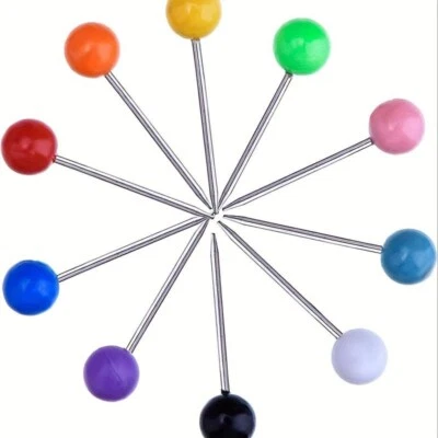 CHG Map Pins 100 Small 3mm Head 10 Colours Indicator Cork Notice Board Art Craft UK