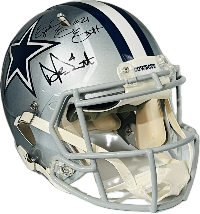 Dak Prescott; Ezekiel Elliott Autographed Signed Dallas Cowboys Cowboys Full Size Helmet Fanatics Auth. 