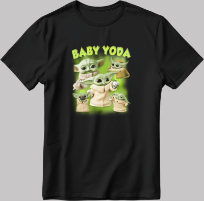 Disney Baby Yoda kurzärmeliges weiß/schwarzes T-Shirt Männer/Frauen J043