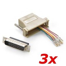 3 Pack - DB25 25-Pin Serial D-SUB Male to RJ45 Female 8P8C Adapter Connector
