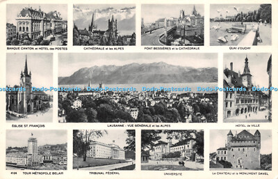 R225085 Multi View Vue Generale Banque Canton Hotel Des Postes Cathedrale Alpes