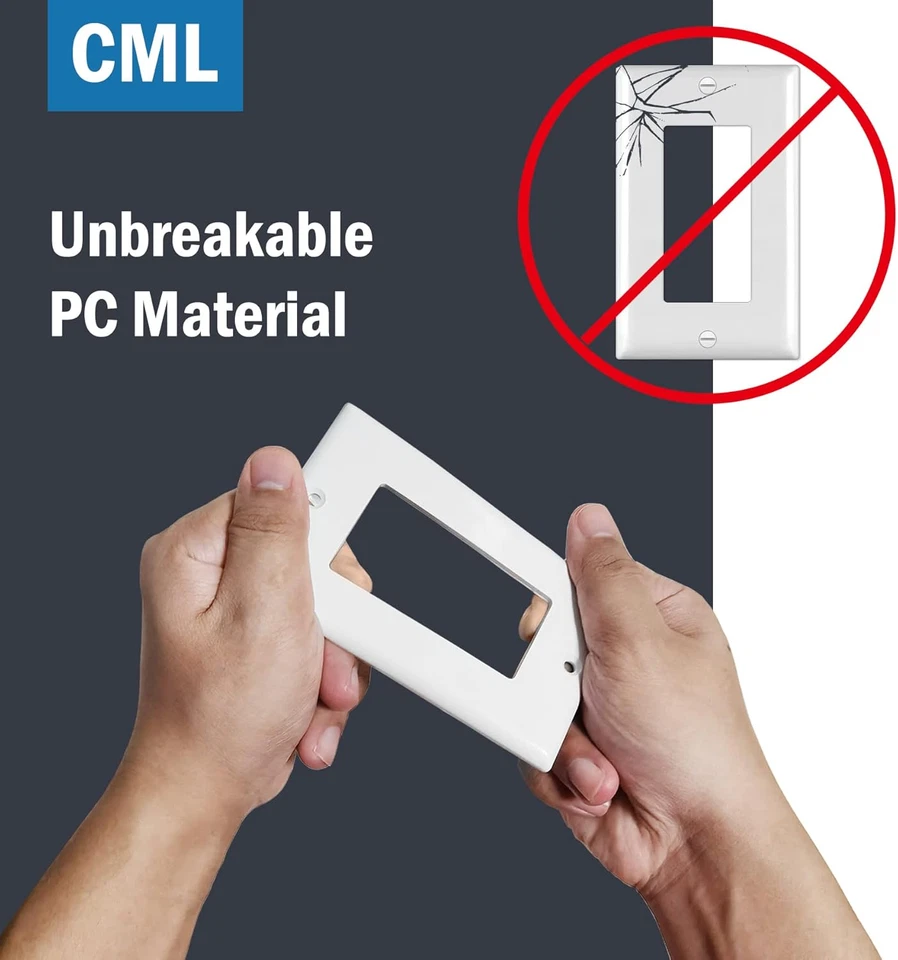 Placas de pared decorativas CML, paquete de 50 cubiertas para receptáculos de salida, placa de interruptor de 1 velocidad Foto 3 de 4