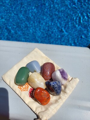  Tumbled Stone Chakra Stones In Cotton Bag ( Set 7 ) 3x4''