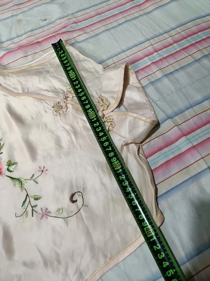 Antigua túnica de seda de la dinastía Qing china, disfraz bordado vintage coleccionable Foto 3 de 4