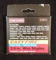 Craftsman 9 74411 Easyfire Heavy Duty Narrow Crown 1/4-in Wire Staples Craftsman 9 74411 Easyfire Heavy Duty Narrow Crown 1/4-in Wire Staples