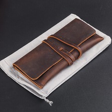 Crazy Horse Leather Folding Pipe Bags Tobacco Roll Pipe Accessories Pouch Cases