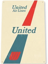 United Airline Aviation TIN SIGN 11x8 Inch Airplane Wall Decor Metal Advertising