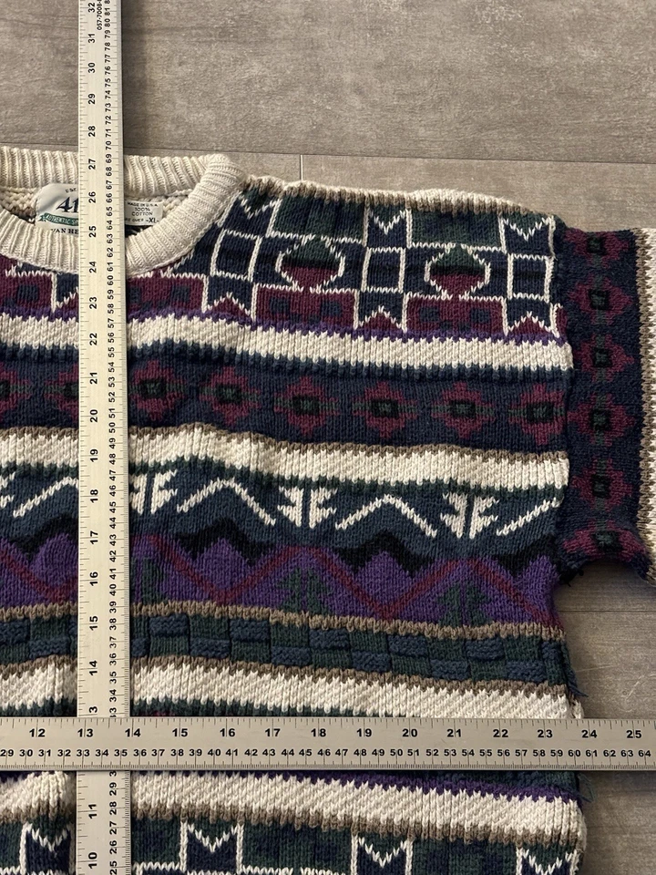 Vtg Van Heusen 417 Crew Neck Sweater Cosby Sz XL 100% Cotton Coogi - Image 3 of 4