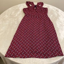 Banana Republic Womens Red Geometric Sleeveless Back Zip Fit & Flare Dress Sz 2