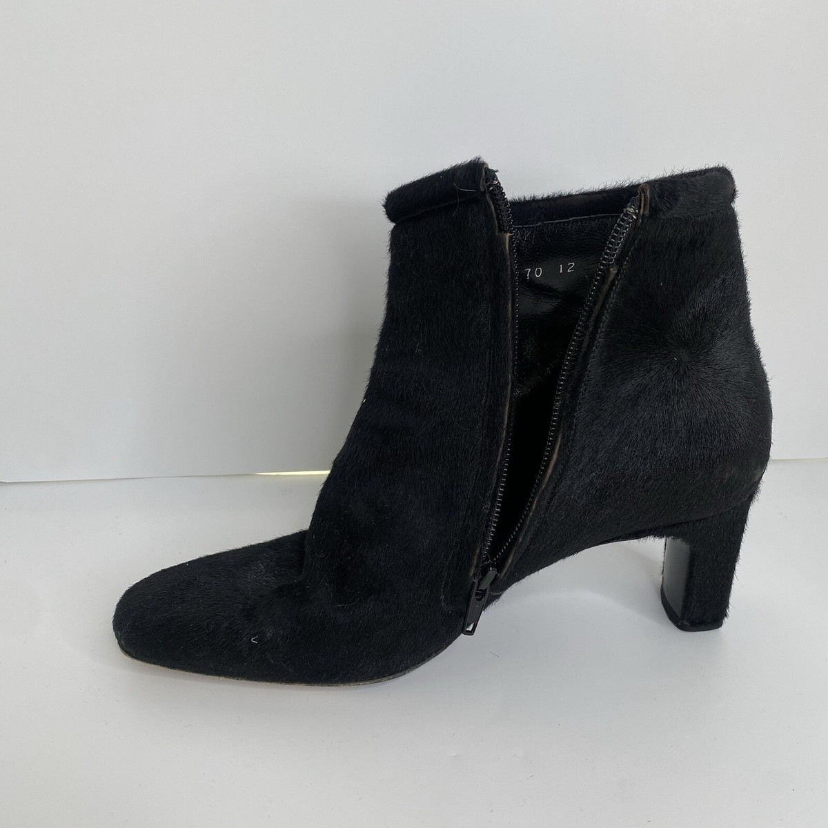 CHARLESJOURDAN ブーツ Charles Jourdan Ankle Boots Black Square Toe Block Heel Sz 7