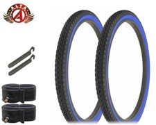 ALTA BICYCLE WIRE BEAD TIRE 24 x 2.125 BLACK/BLUE HEAVY DUTY DIAMOND 6pc SET.