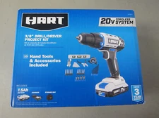 NEW -Hart HPPK01B 20V 3/8" Drill/Driver Project Kit W/ Hand Tools -FREE SHIPPING