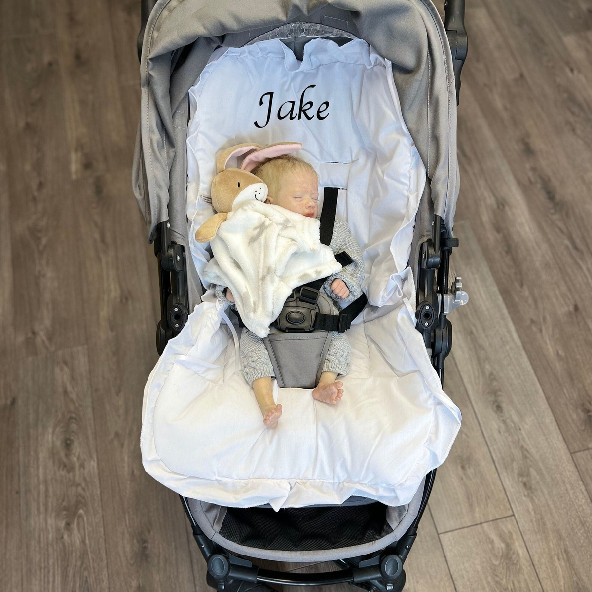 Personalised White PolyCotton Frilly Pram Liner UK