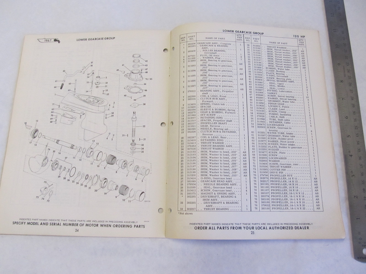 1967 OMC Stern Drive Parts Catalog 120 HP CU-16C CUE-16C | eBay