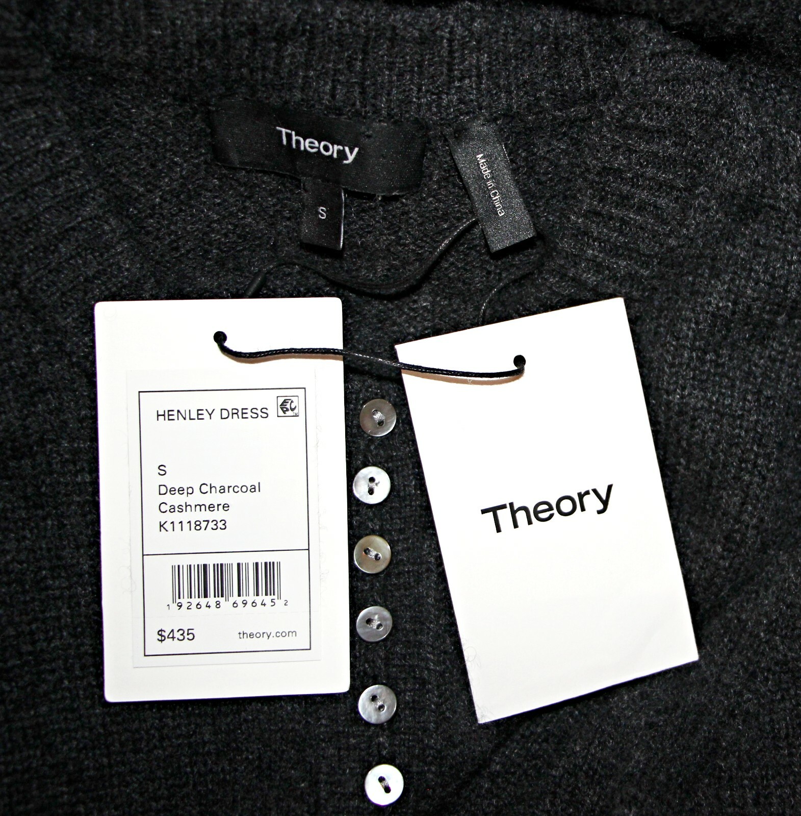 THEORY Henley Soft 100% Cashmere 37 